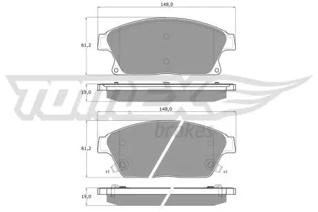 Тормозные колодки (передние) Opel Astra J/Chevrolet Cruze/Trax 09- (Bosch) TOMEX TX1651