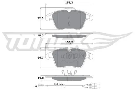 Колодки тормозні (передні) Citroen C5 08-/Peugeot 407 04-/508 10-18 TOMEX TX1655