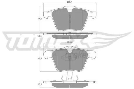Колодки гальмівні (передні) Ford Galaxy/S-max/ Volvo S80/V60/V70 06- (Teves) Q+ TOMEX TX1664