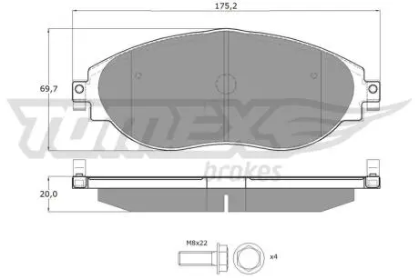 Колодки гальмівні (передні) Audi Q3 18-/VW Passat B8 14-/Golf VIII 19-/Arteon/Tiguan 17- TOMEX TX16842