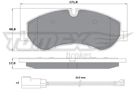 Колодки гальмівні (передні) Ford Transit 12- (TRW) (з датчиками) TOMEX TX1695