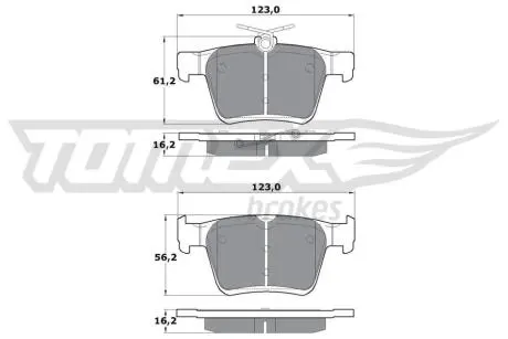 Колодки гальмівні (задні) Audi A3/VW Golf 12-/Touran/Passat B8 14-/Skoda Karoq 17-/Octavia 20- TOMEX TX1705