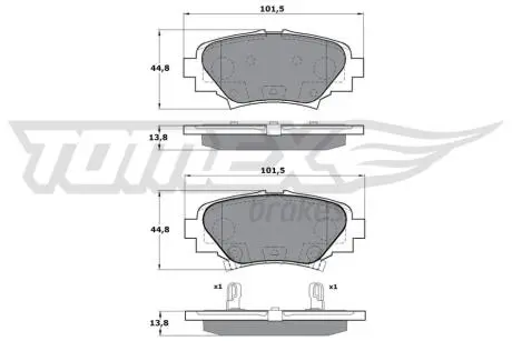 Тормозные колодки (задние) Mazda 3 13- (101.5x44.5x13.8) TOMEX TX1724
