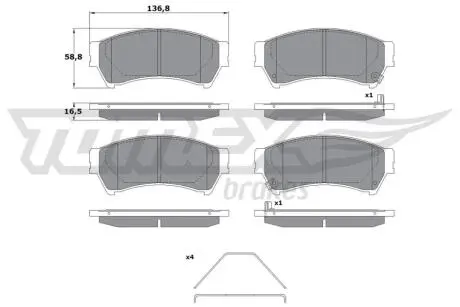 Тормозные колодки (передние) Mazda 6 02-13 (Akebono) TOMEX TX1740