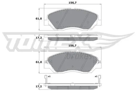 Колодки гальмівні (передні) Hyundai Santa Fe/Kia Sorento 00- TOMEX TX1744