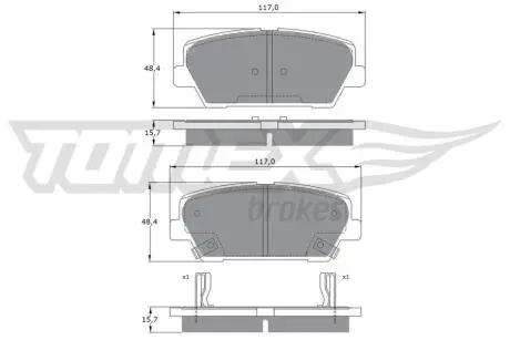 Колодки гальмівні (задні) Hyundai Santa Fe II/III/IV 06-/Genesis/Kia Sorento II/III 09-/Stinger 17- TOMEX TX1745
