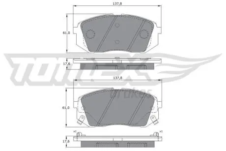 Тормозные колодки (передние) Hyundai Sonata VI/VII 09-/Tucson 15-/ Kona 17- /Kia Pro Ceed 18-/ Sportage 15- (Mando) TOMEX TX1747
