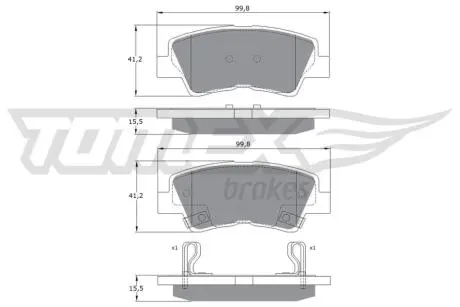 Колодки тормозные (задние) Hyundai Elantra/Sonata/Tucson/i40 04- TOMEX TX1748