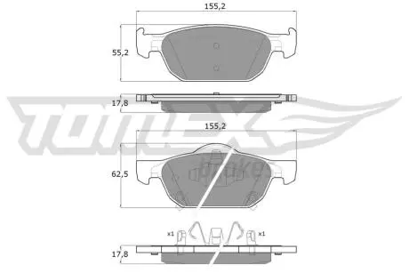 Тормозные колодки (передние) Honda Accord VIII 08- TOMEX TX1751