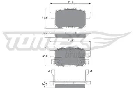 Тормозные колодки (задние) Honda Accord VIII 2.0-2.4i 08- (Nissin) TOMEX TX1754