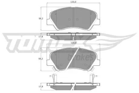 Колодки тормозные (передние) Hyundai Accent IV 10-/ i20 14-/Solaris 17-/Kia Rio III 11-(не комплект) TOMEX TX1785