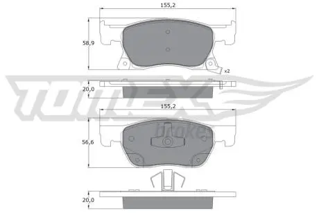 Колодки гальмівні (передні) Opel Astra K 15- (Ate-Teves) R15 TOMEX TX1786