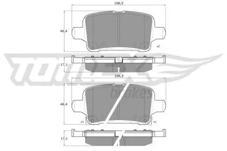 Колодки гальмівні (задні) Chevrolet Cruze 15-/Bolt 16-/Opel Astra K 15- TOMEX TX1788