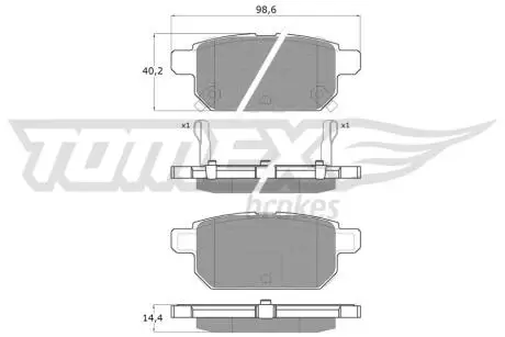 Тормозные колодки (задние) Suzuki Vitara III 15-/SX4 S-cross 13-/Swift IV 10-/Baleno 16- TOMEX TX1814
