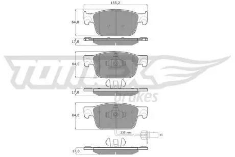 Колодки гальмівні (передні) Audi A4/A5 16- (з датчиком) (Teves) Q+ TOMEX TX1821