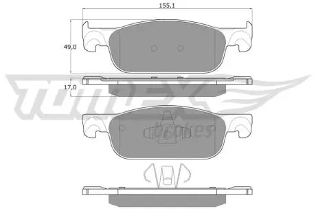 Колодки тормозные (передние) Renault Logan II/Clio IV/Sandero II 11-/Lada Xray 16- TOMEX TX1832