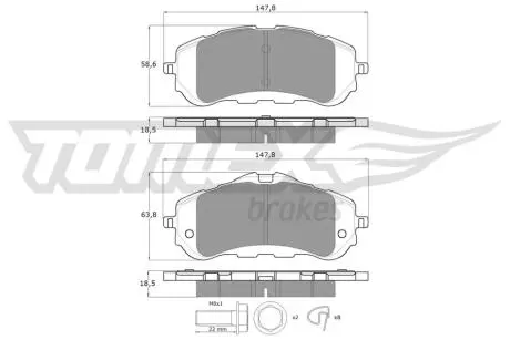 Колодки гальмівні (передні) Citroen Berlingo 18-/Peugeot 308 13-/Partner 18- TOMEX TX1838