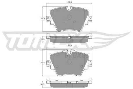 Тормозные колодки (передние) BMW 2 (F45/F46)/5 (G30/F90)/X1(F48)/X2 (E39)/X3 (G01/F97) 13- TOMEX TX1843