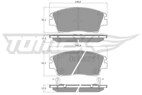 Тормозные колодки (передние) Hyundai Elantra /Tucson /Kia Sportage 15- (Mando) TOMEX TX1867