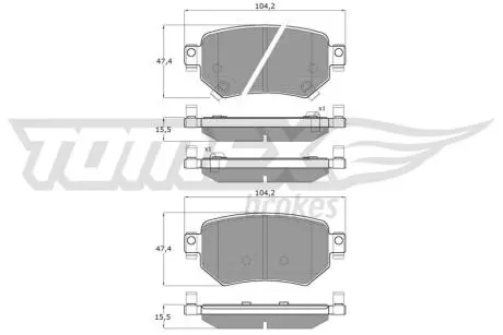 Тормозные колодки (задние) Mazda 6 2.0/2.5 12- (Akebono) TOMEX TX1870