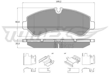 Тормозные колодки (задние) MB Sprinter (907) 511-519 CDI 18- (Brembo) (169x67x20) TOMEX TX1952