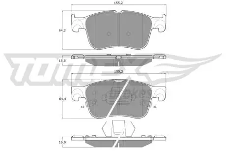 Тормозные колодки (передние) Ford Focus/Kuga 18-/Lincoln Corsair 19- TOMEX TX1970