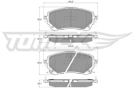Колодки тормозные (передние) Toyota Corolla 1.6VVTi/1.8VVTi Hybrid 19-Q+ (с датчиком) TOMEX TX1982