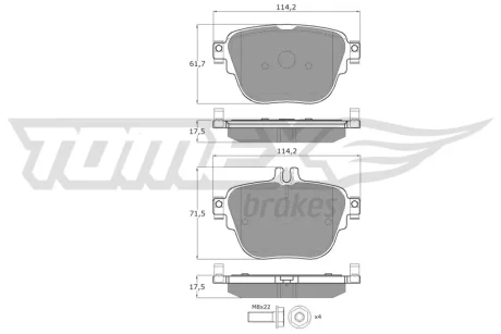 Колодки гальмівні задні TOMEX TX6051