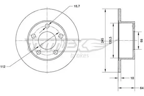 Диск гальмівний (задній) Skoda Superb/VW Passat (245x10mm) PRO TOMEX TX7002