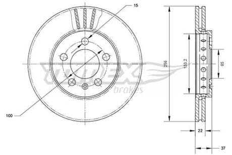 Диск тормозной (передний) Skoda Octavia/Fabia/Roomster 06- (256x22) TOMEX TX7003 (фото 1)