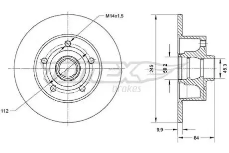 Диск гальмівний (задній) Audi A4 94-01 (245x10) TOMEX TX7012