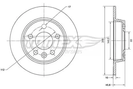 Диск тормозной (задний) VW Sharan 96-10 (268x10) (с покрытием) (полный)) TOMEX TX7016