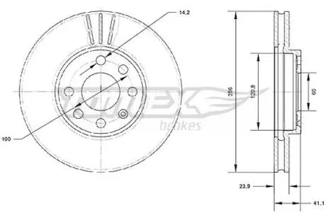 Диск гальмівний (передній) Opel Astra 98-09 (256x24) TOMEX TX7017