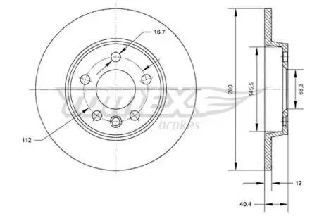 Диск тормозной (задний) VW T4 91-03 (280x12) TOMEX TX7026