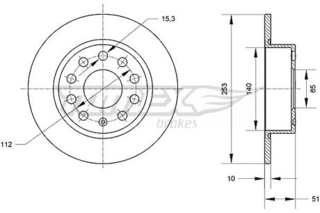 Диск тормозной (задний) VW Caddy III 04-15 (255x10) TOMEX TX7029