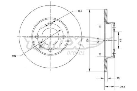 Диск тормозной (передний) VW Caddy 95-04/Passat 88-97/Golf 92-02 (256x13) TOMEX TX7032