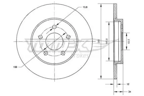 Диск тормозной (задний) Ford Mondeo III 00-07 (280x12) PRO TOMEX TX7053