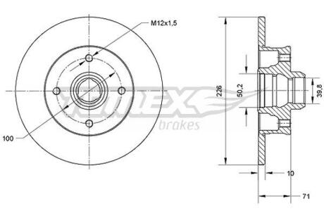 Диск гальмівний (задній) VW Golf/Passat 83-02 (226x10) TOMEX TX7071