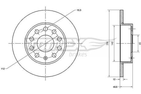 Диск тормозной (задний) Audi A3/Skoda Octavia III/VW Caddy III/Golf V 03- (260х12) TOMEX TX7079