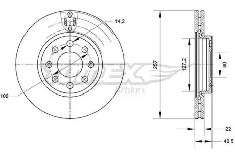 Диск тормозной (передний) Fiat Punto/Opel Corsa 08- (257x22) TOMEX TX7085