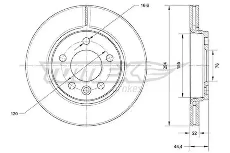 Диск тормозной (задний) VW T5 03- (294x22) TOMEX TX7107