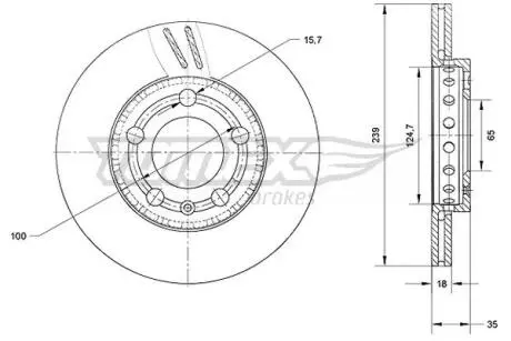 Диск тормозной (передний) Skoda Octavia/Fabia/VW Polo 1.2-1.4 99- (239x18) TOMEX TX7109