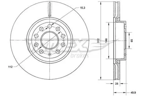 Диск тормозной (передний) VW Caddy III 04- (312x25) TOMEX TX7112
