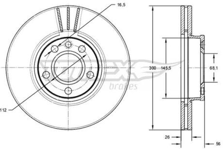 Диск тормозной (передний) VW T4 2.5TDI 96- (300x26) TOMEX TX7133