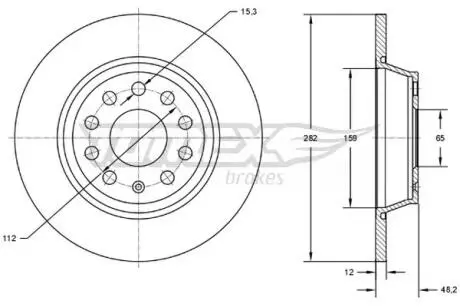 Диск тормозной (задний) Audi A3/VW Golf/Passat 04-14 (286x12) TOMEX TX7137