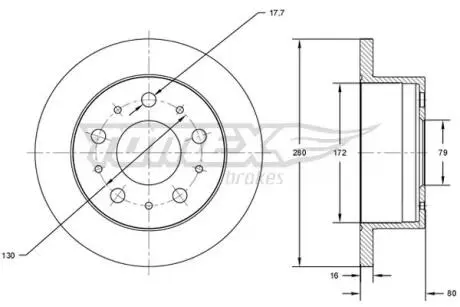 Диск тормозной (задний) Citroen Jumper/Fiat Ducato/Peugeot Boxer 06- (280x16) TOMEX TX7138