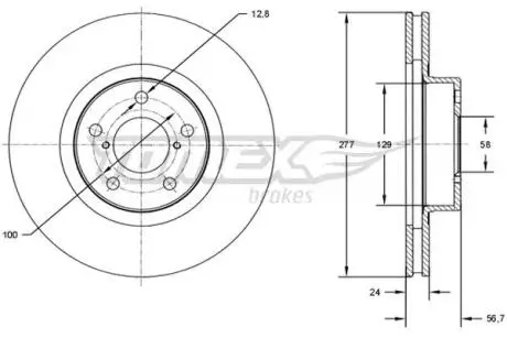 Диск тормозной (передний) Subaru Forester 97-/Impreza 95-/Outback 00- 2.0/2.5 AWD (277x24) TOMEX TX7151