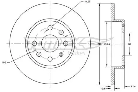 Диск тормозной (передний) Opel Astra F 91-05/Corsa A/B 82-00/Kadett E 79-93 (236x12.6) TOMEX TX7152
