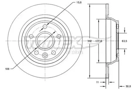Диск тормозной (задний) Ford Focus/Galaxy/Kuga/Mondeo 08-/Range Rover 11-(302x11) (с покрытием) TOMEX TX7161