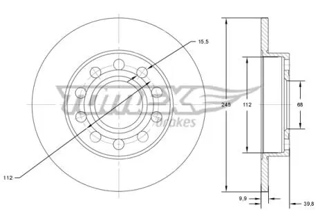 Диск тормозной (задний) Audi 80/A4 93-09 (245x10) TOMEX TX7171
